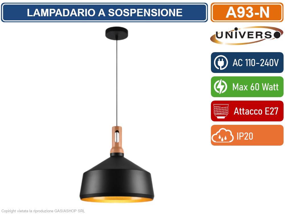 UNIVERSO A93 LAMPADARIO IN METALLO A CAMPANA CON PORTALAMPADA PER LAMPADINE E27 - COLORE: BIANCO-3