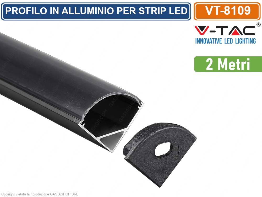 V-TAC Profilo Alluminio Angolari Nero per Strip LED 2000x15.8x15.8mm-0