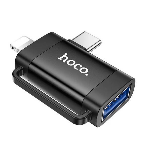 Adattatore OTG 2in1 collegamento iPhone/da USB-C a USB-A in nero 480 Mbit/s nero