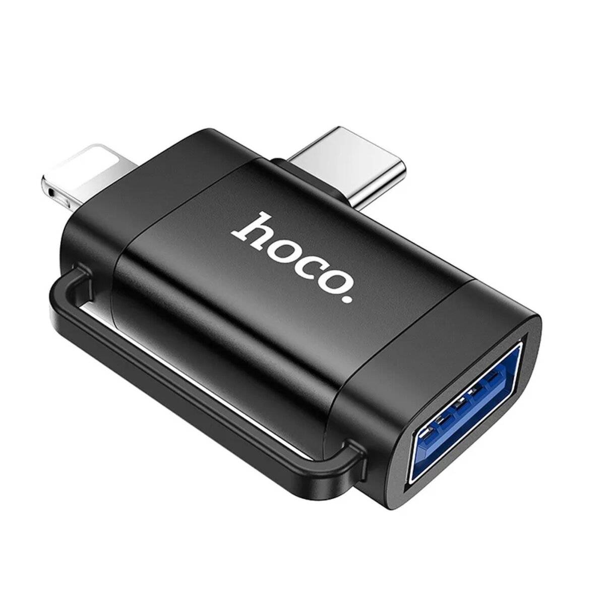 Adattatore OTG 2in1 collegamento iPhone/da USB-C a USB-A in nero 480 Mbit/s nero-0