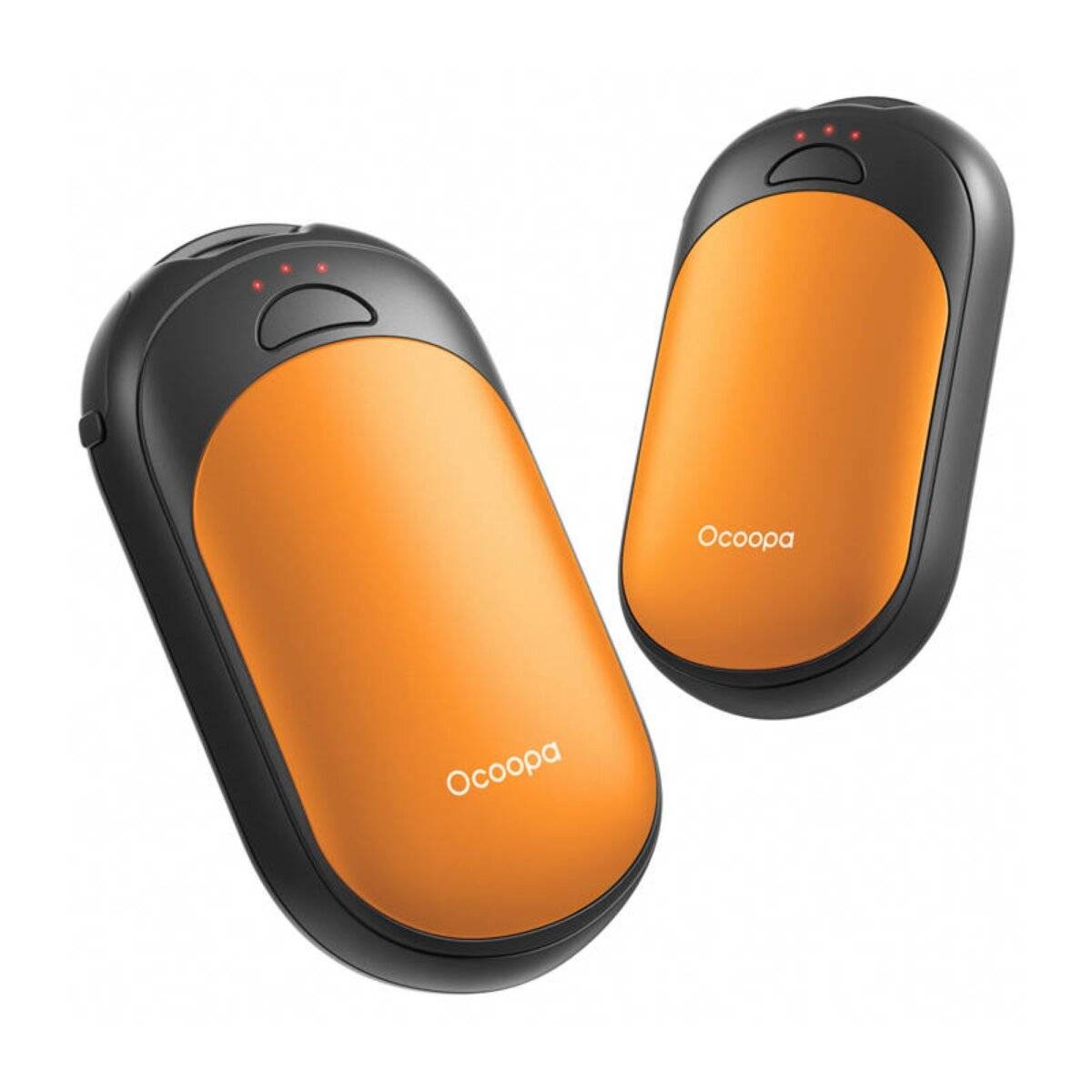 Scaldamani ricaricabili con cavo 2x2500 mAh, con 3 livelli di temperatura nero/arancione-1