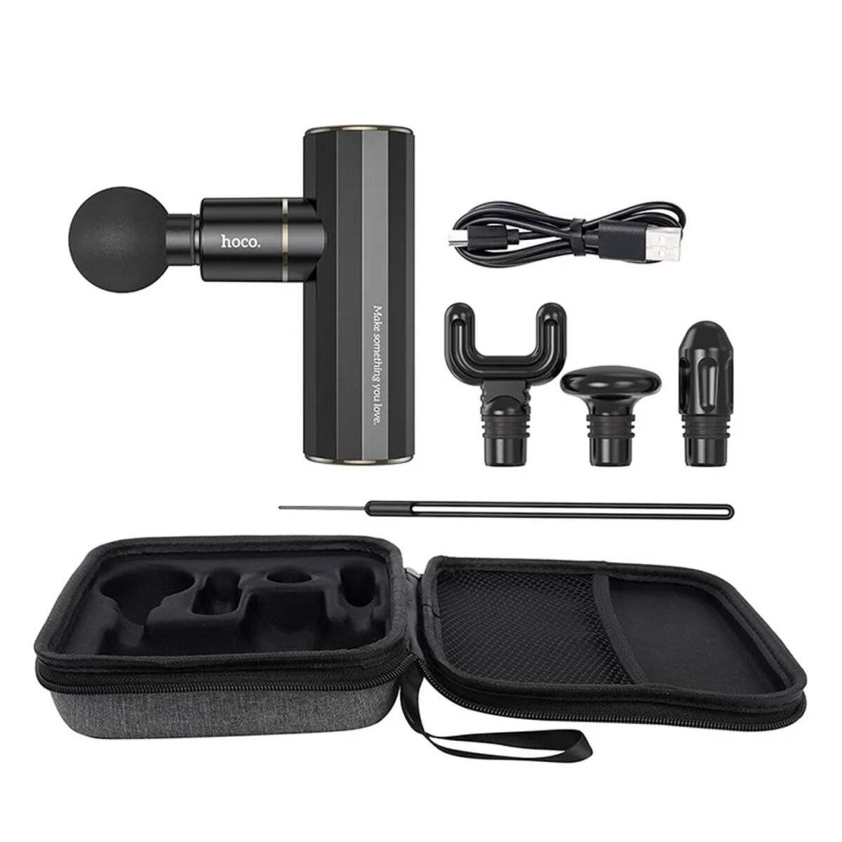 Mini massaggiatore elettrico 2000mAh con 4 livelli di velocità (da 1600 a 3200 giri/min) Nero-2