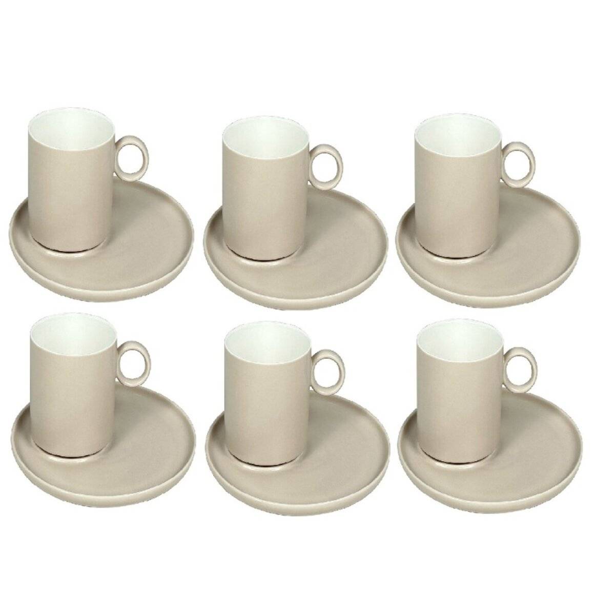 Eleganti tazze da caffè 12 pezzi in porcellana con piattino - 220 ml tortora-1