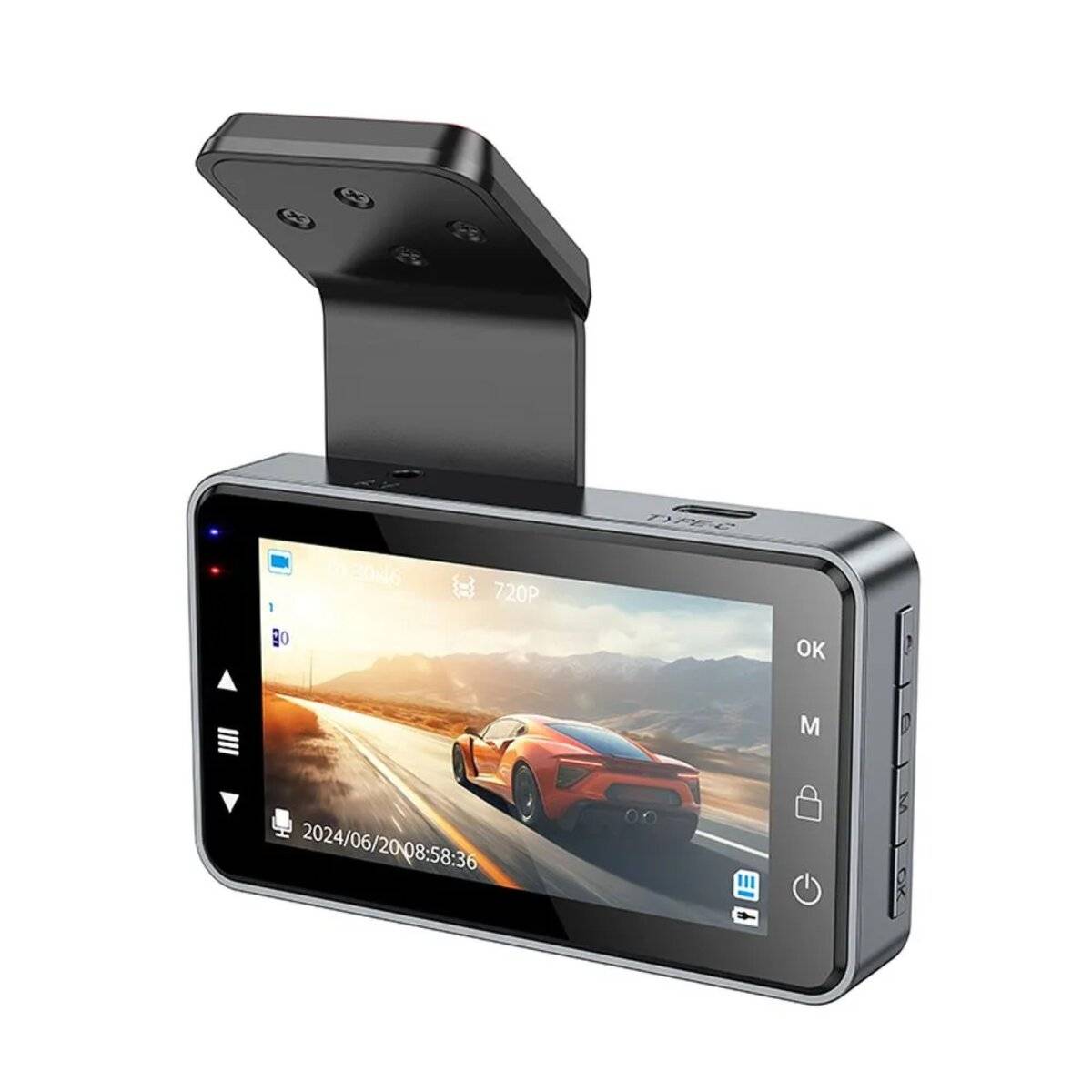 Telecamera per auto HOCO con display da 3 pollici 1280*720/30 fps DV9 grigio 200 mAh-1