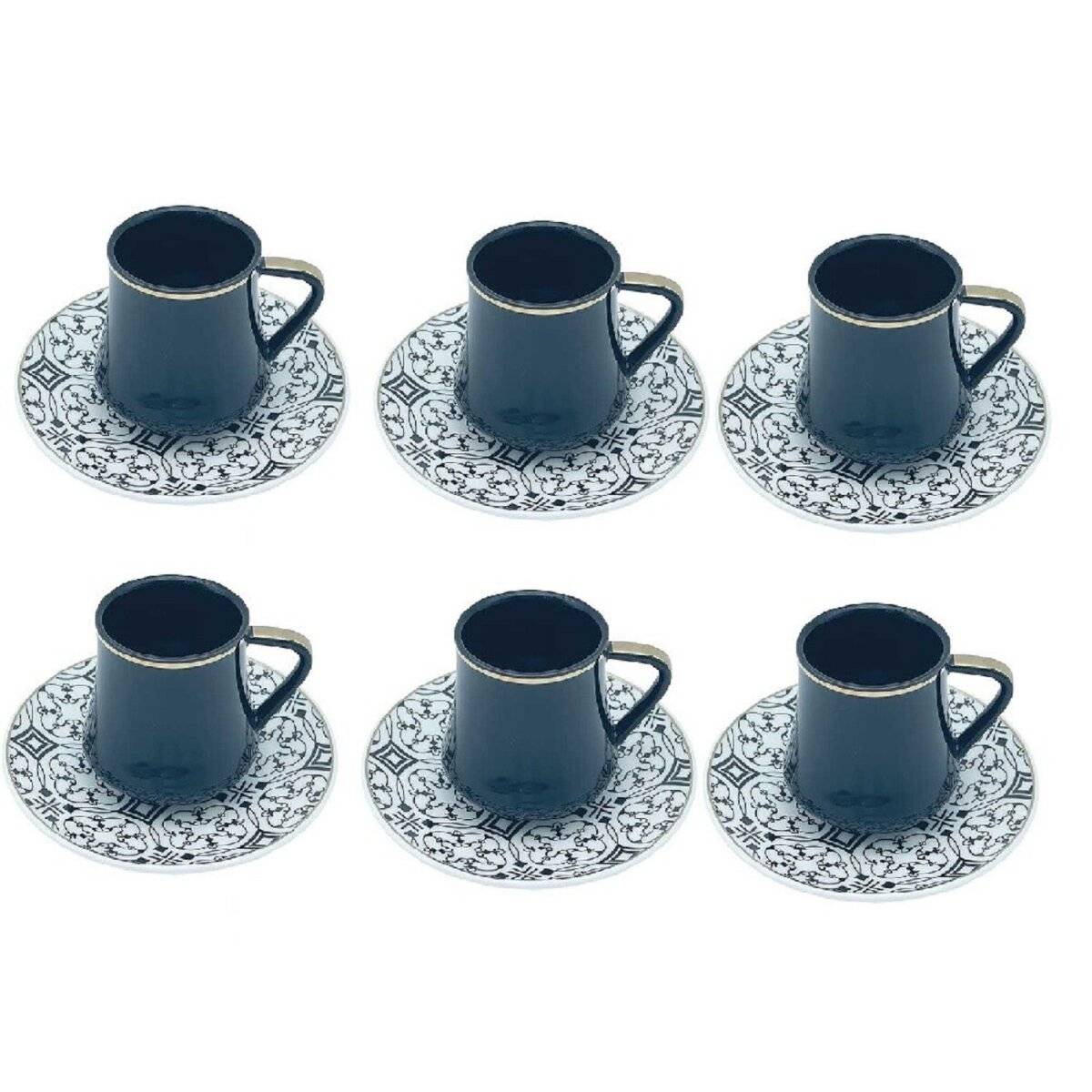 Pastore 12 pezzi Set Moka 90 ml – Servizio caffè per moka ed espresso nero-0