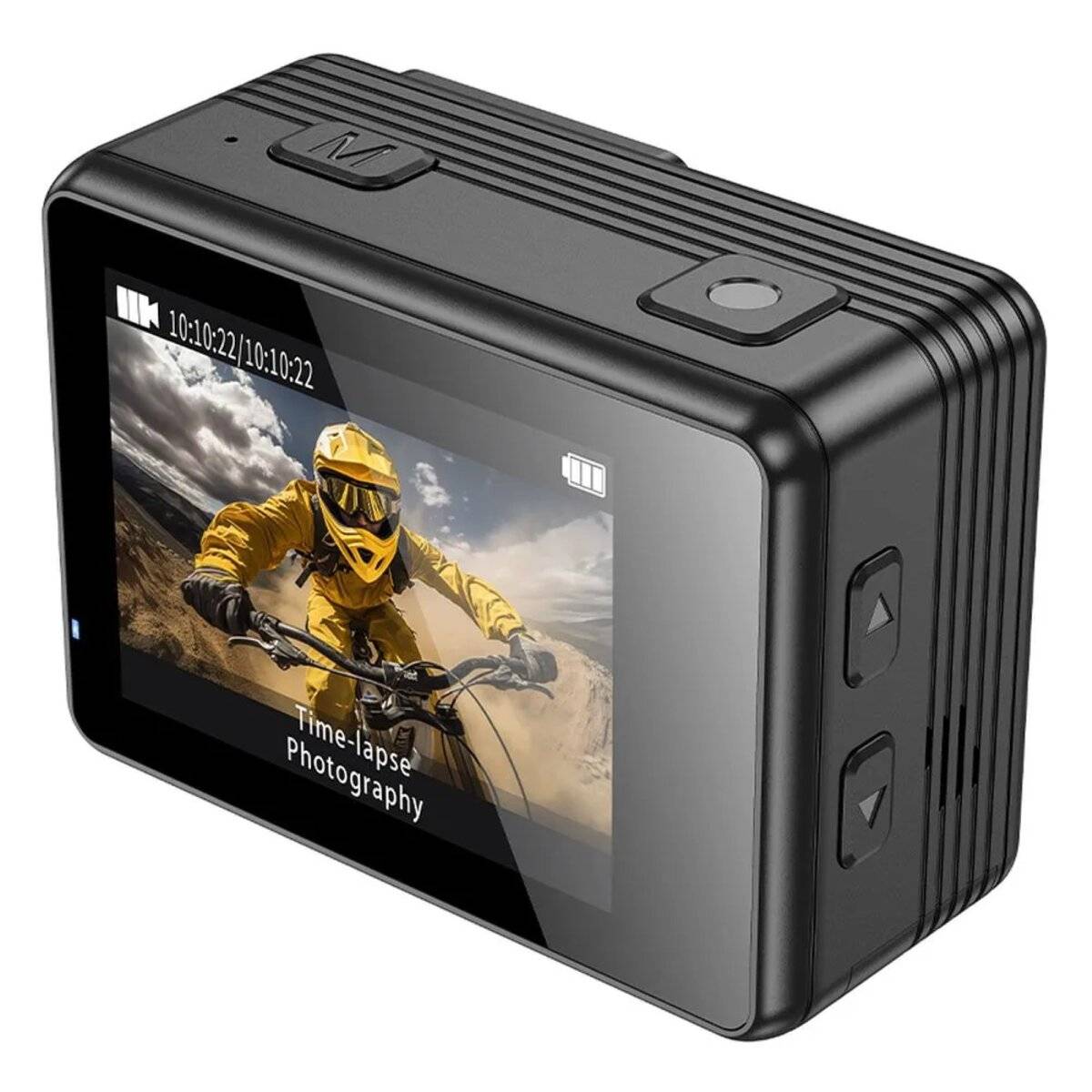 Telecamera sportiva HOCO con due display IPS 4K anti-shake da 1,3" + 2" DV102 nero-1