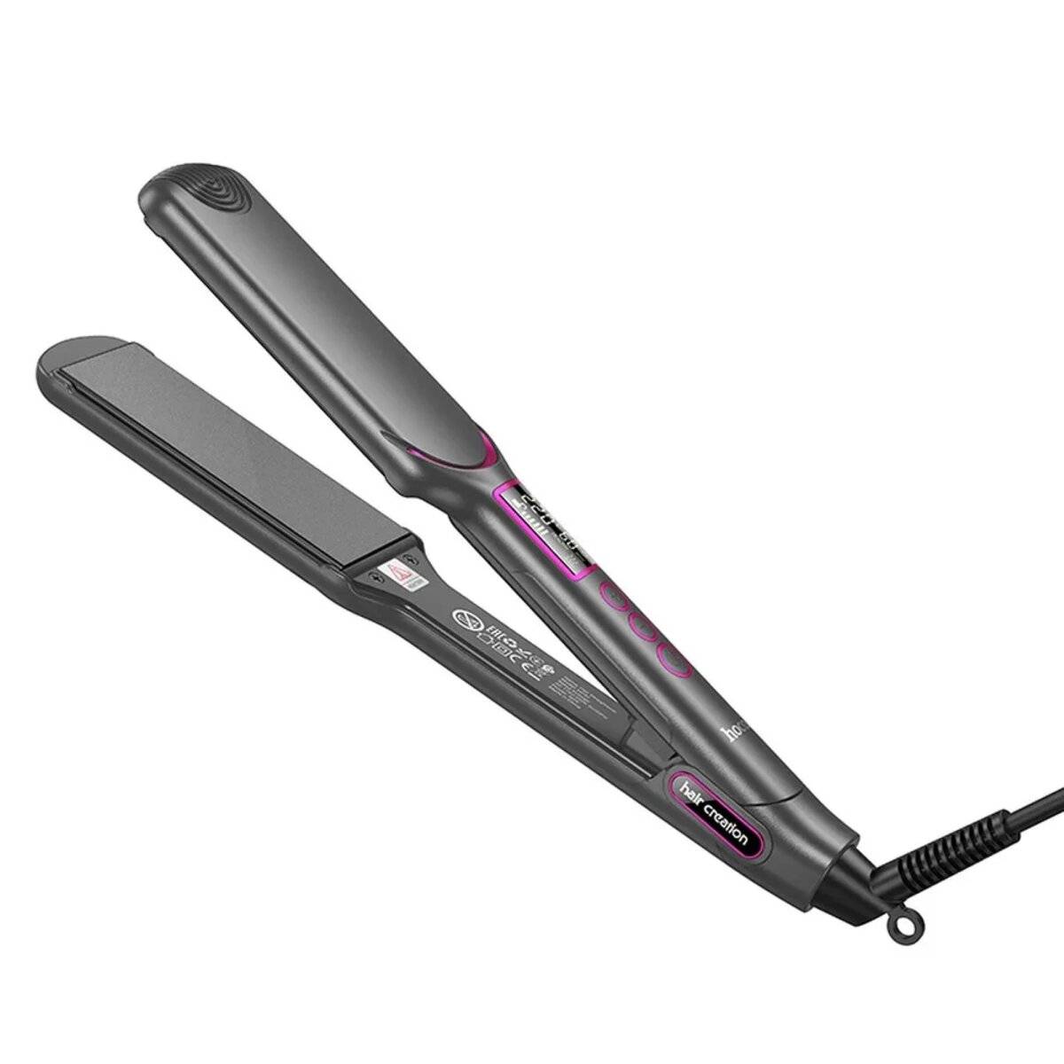 Piastra per capelli con display grigio 120°C - 220°C con spegnimento automatico-2