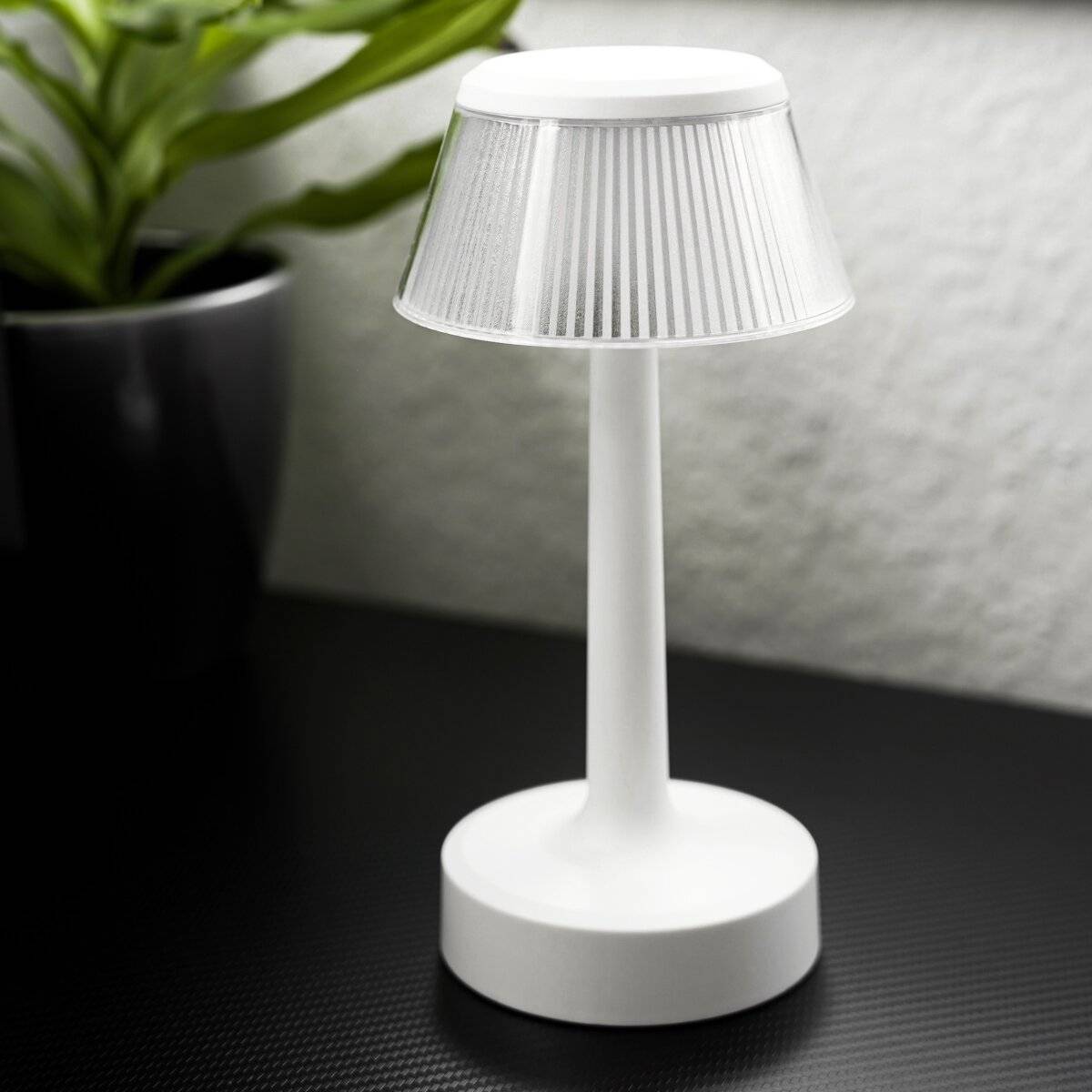 Lampada da tavolo paralume rotondo batteria bianco Illuminazione CCT versatile-1