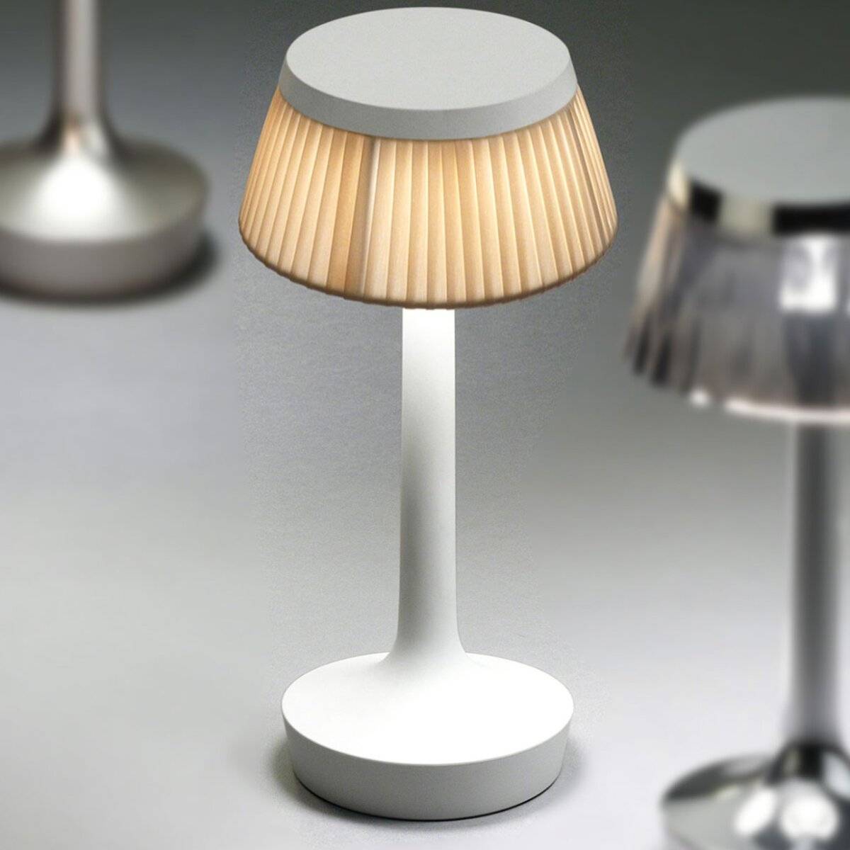 Lampada da tavolo paralume rotondo batteria bianco Illuminazione CCT versatile-3