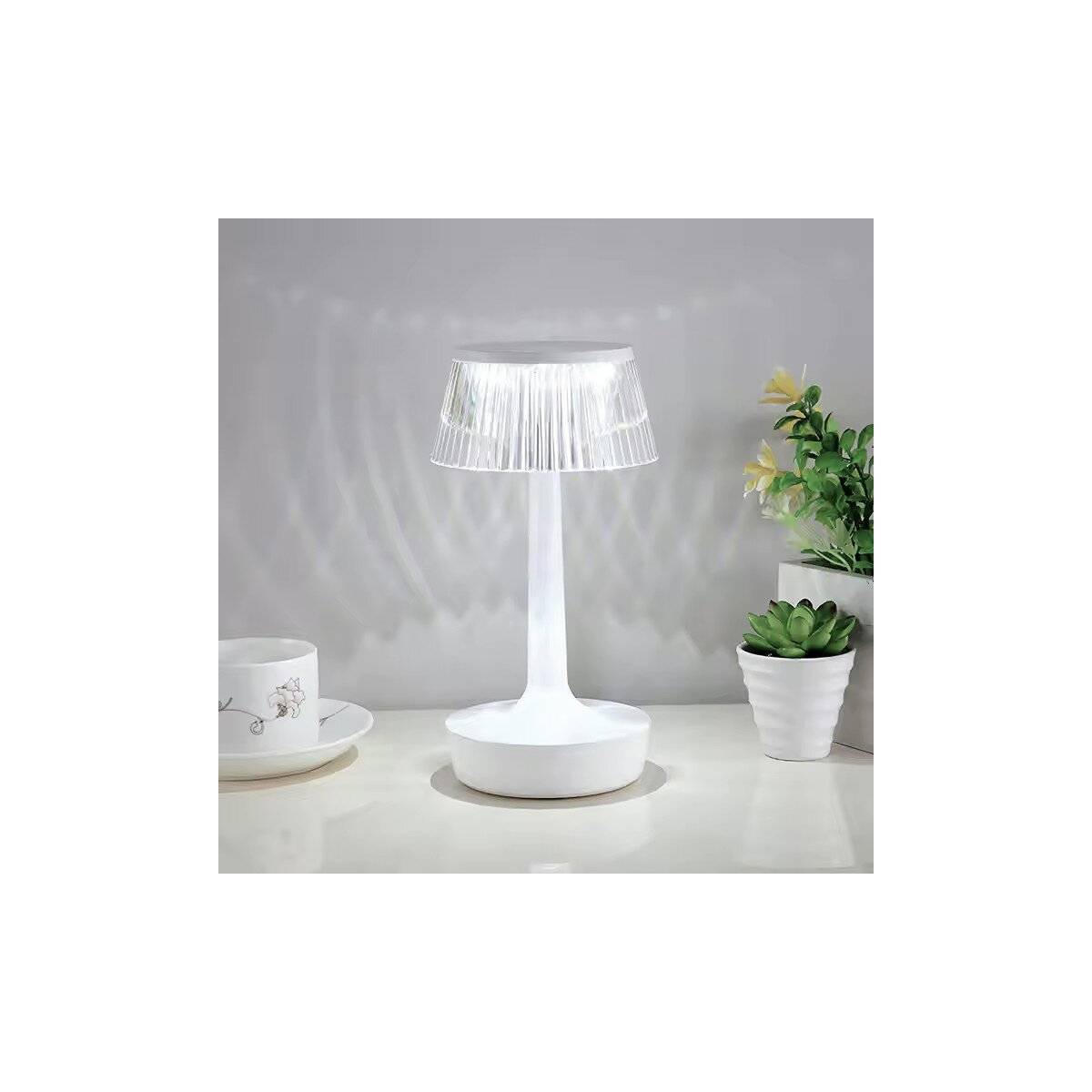 Lampada da tavolo paralume rotondo batteria bianco Illuminazione CCT versatile-4