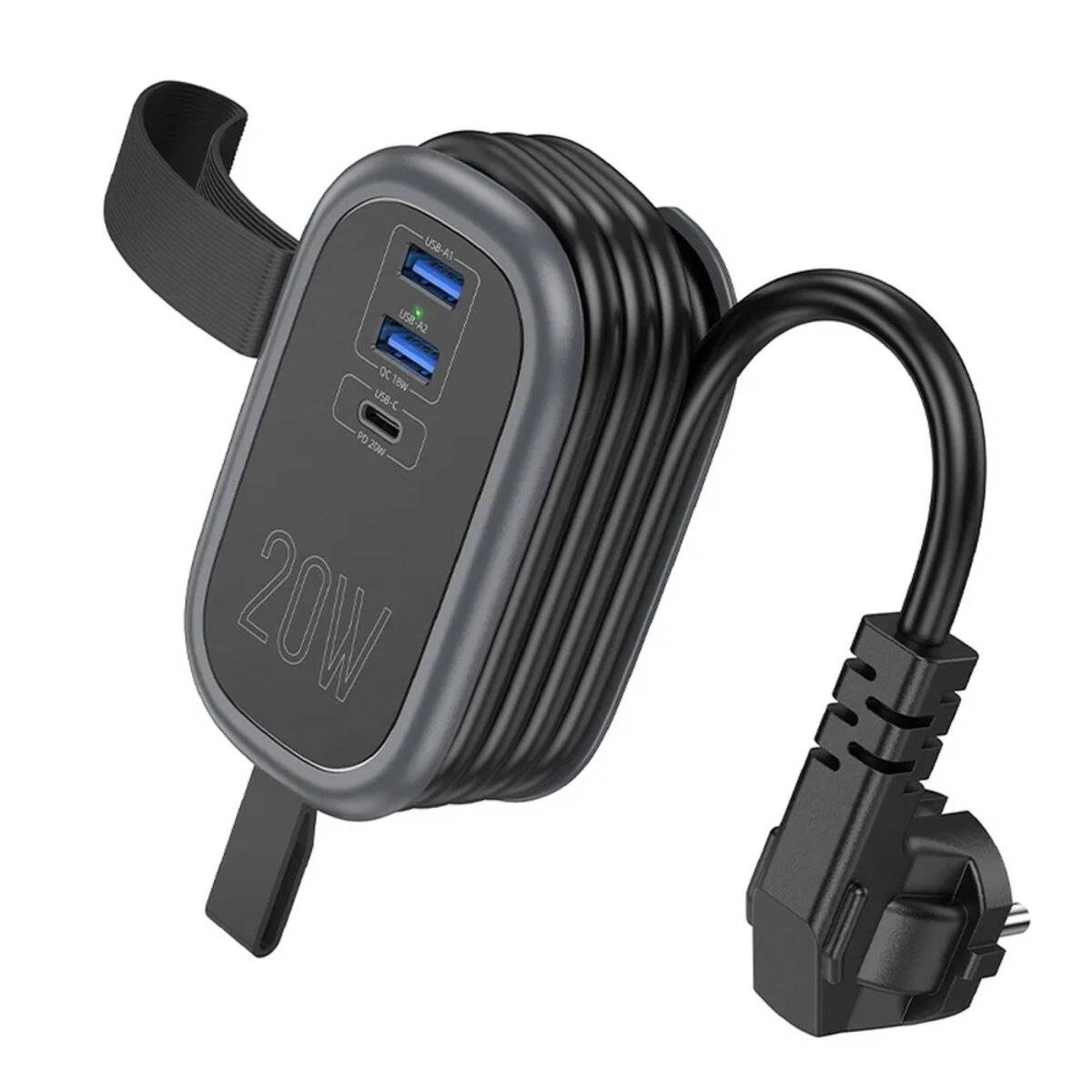 Distributore multifunzionale 1 presa + 2 x USB A+ Type C 4000W PD QC 3A 20W 1,1 m-4