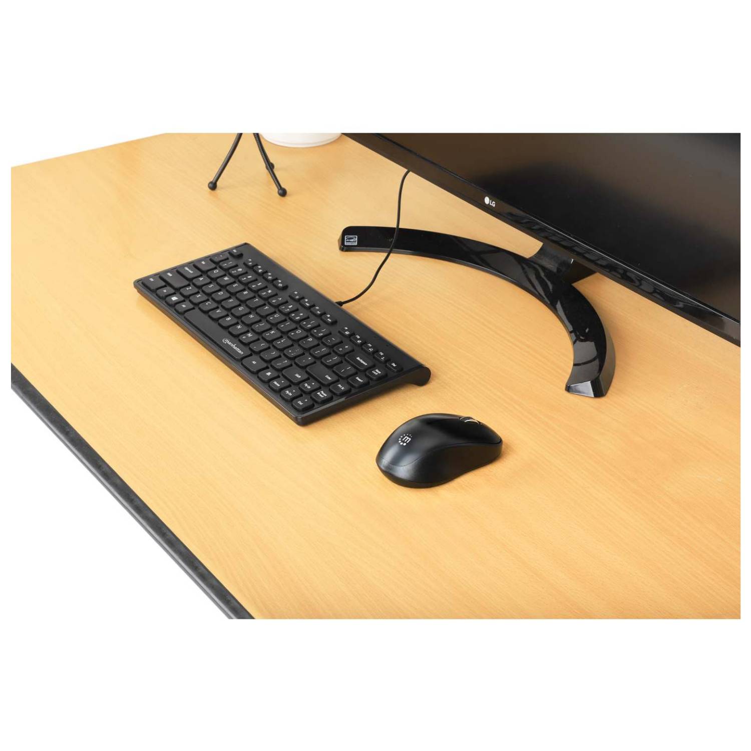 MANHATTAN Kabelgebundene Slim USB Mini-Tastatur 12 Multimedia-/Funktionstasten, integriertes 1,5 m langes USB-A-Kabel, k-1