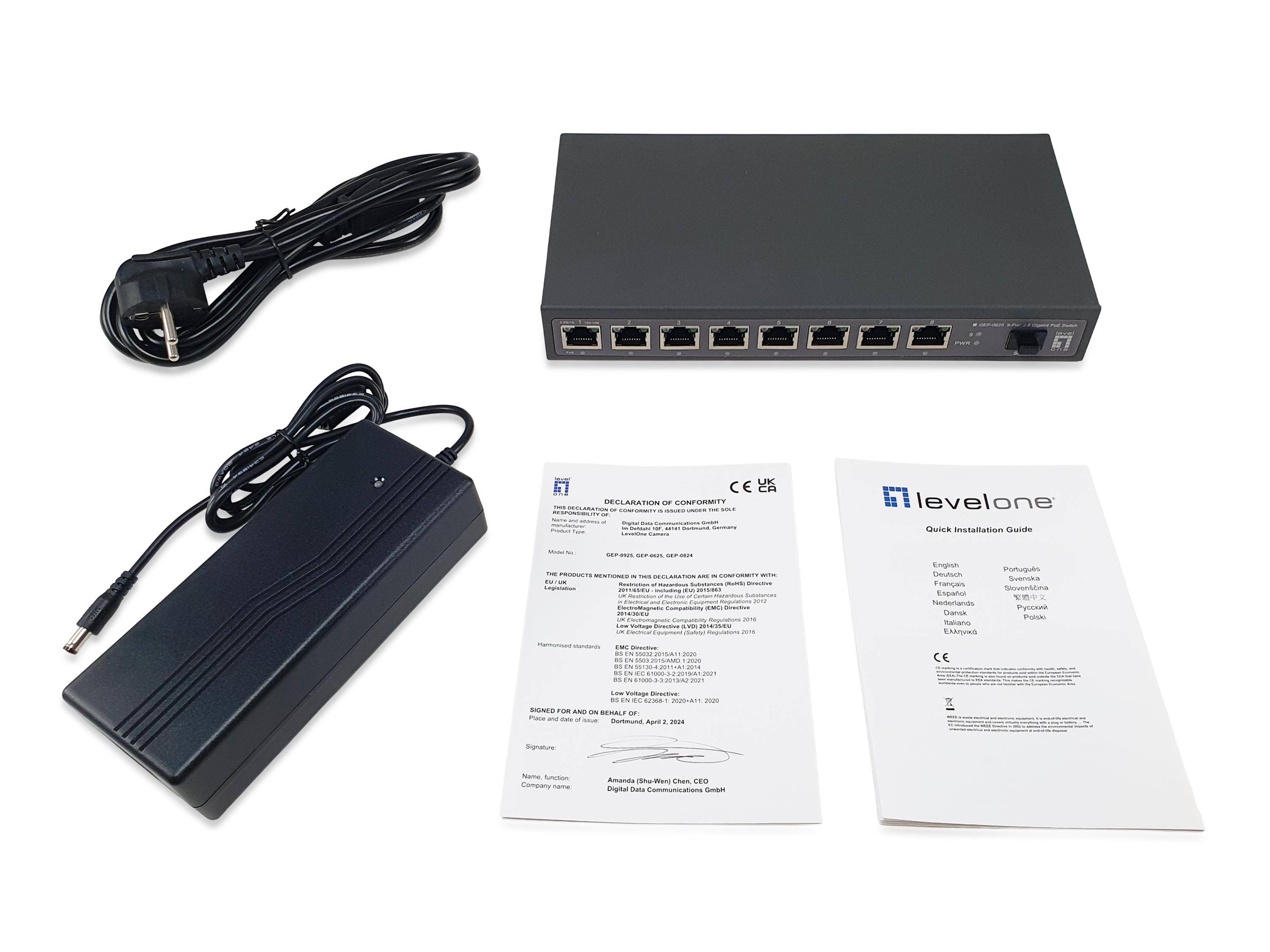 LevelOne Switch 9x GE GEP-0925 2.5GbE 108W 8xPoE+ sw (GEP-0925)-1