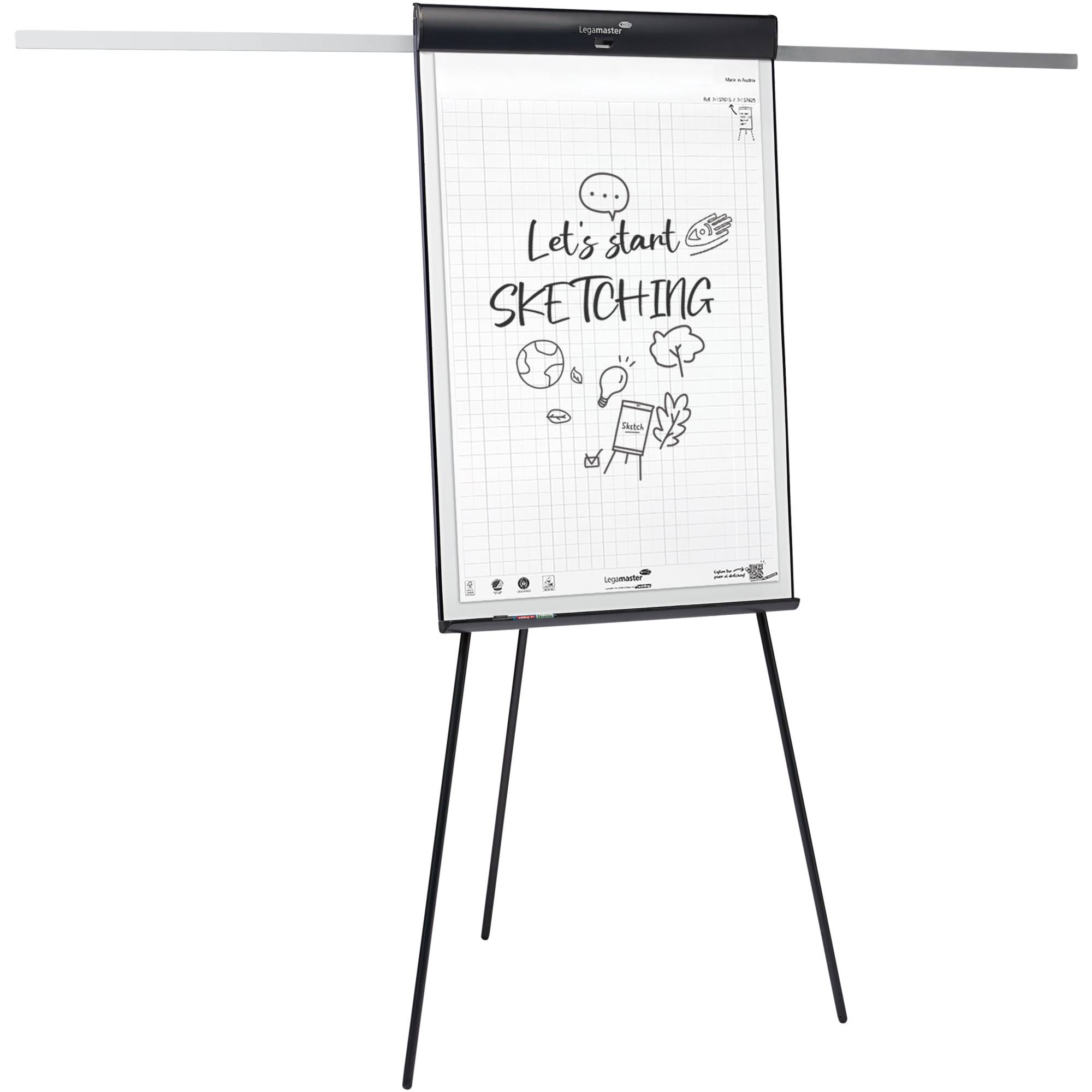 LEGAMASTER Flipchart pro tripod Whiteboard-Oberfläche aus lackiertem (7-152910)-1