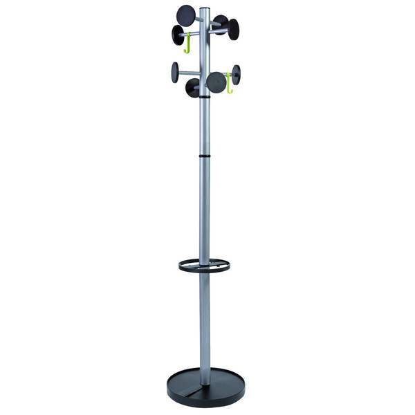 Appendiabiti da Terra con Portaombrelli Stan3 Alba - 8 Posti - 175 cm - PMSTAN3-N (Nero)