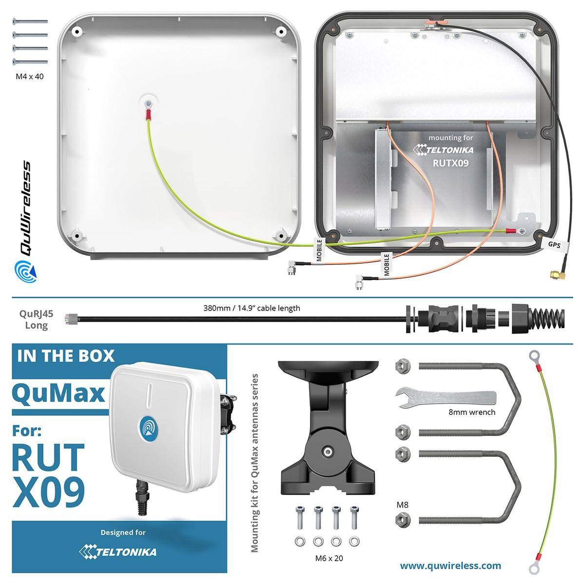 QuWireless QuMax AX09M | Antenna LTE + GPS | per Teltonika RUTX09-0