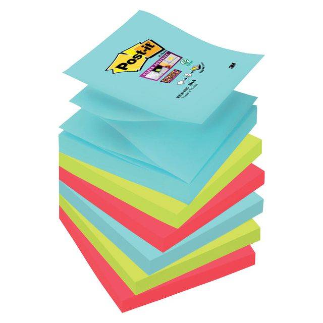 Post-It R330-6SS-MIA pouch autoadesiva Quadrato Colore acqua, Lime, Rosso 90 fogli Autoadesivo-5