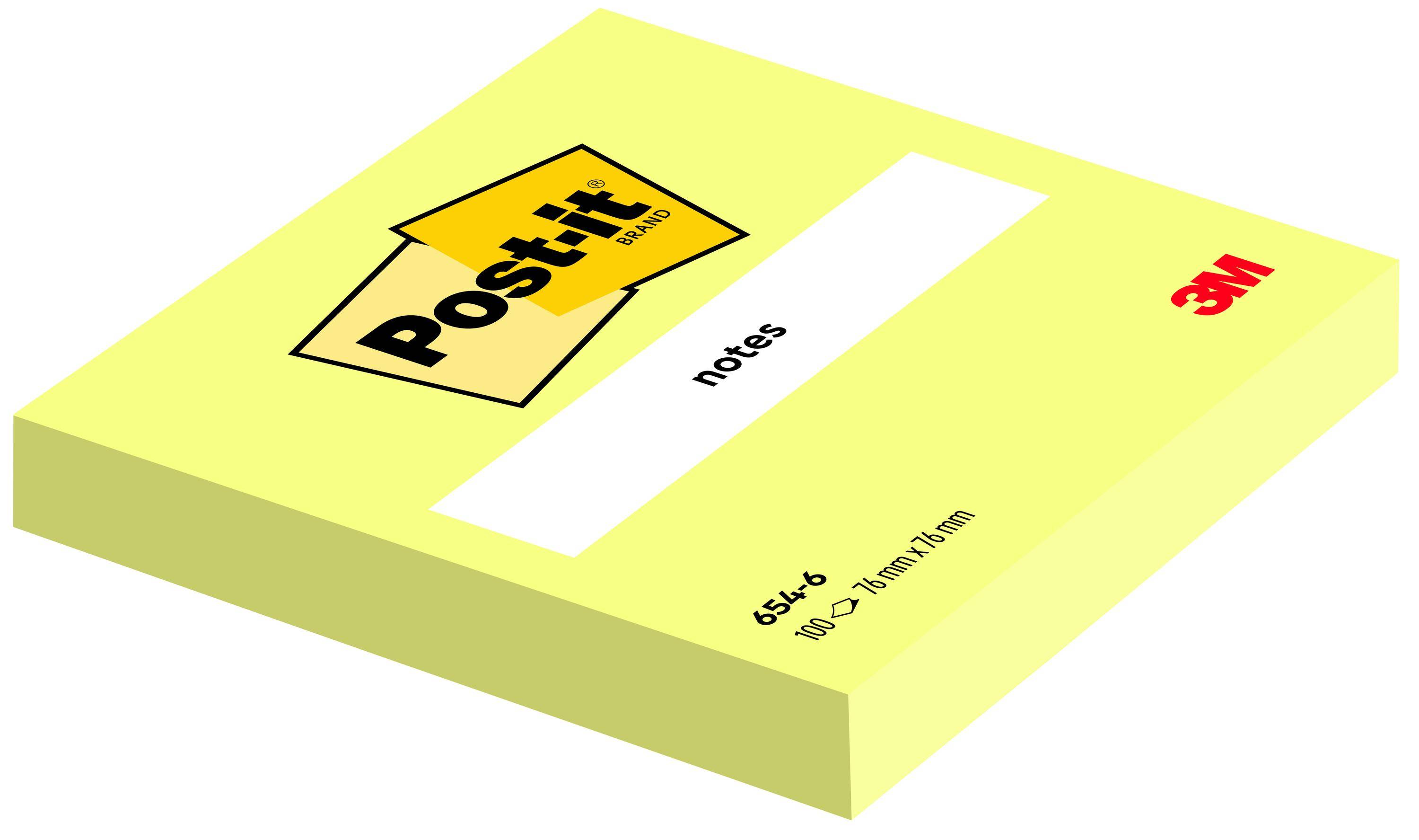 3M Post-it Notes Haftnotizen, 76 x 76 mm, gelb 100 Blatt-Block (654)-3