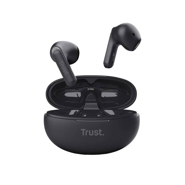 TRUST YAVI AURICOLARI BLUETOOTH WIRELESS CON 2 MICROFONI ENC CON CANCELLAZIONE DEL RUMORE CUSTODIA DI RICARICA NERO-0