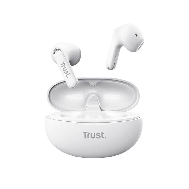 TRUST YAVI AURICOLARI BLUETOOTH WIRELESS CON 2 MICROFONI ENC CON CANCELLAZIONE DEL RUMORE CUSTODIA DI RICARICA BIANCO-4