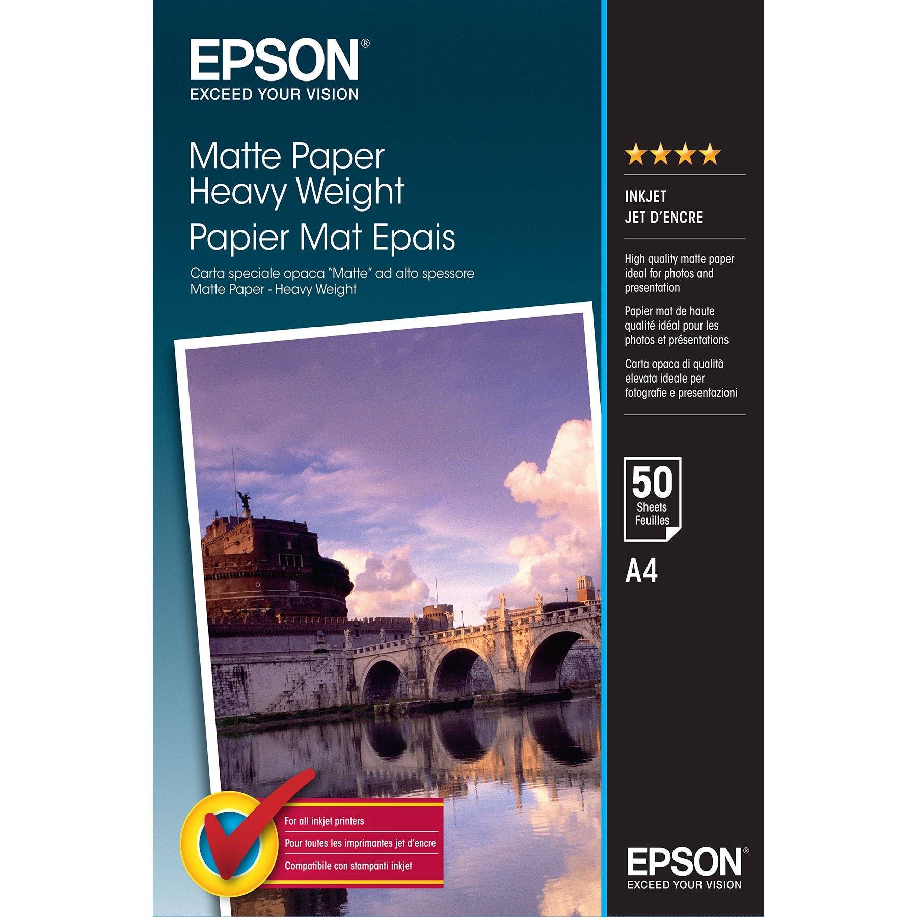ORIGINAL Epson Carta Bianco C13S041256 Matte Paper 50 Blatt Carta da Foto DIN A4 167 g/m 50 Fogli opaca-7