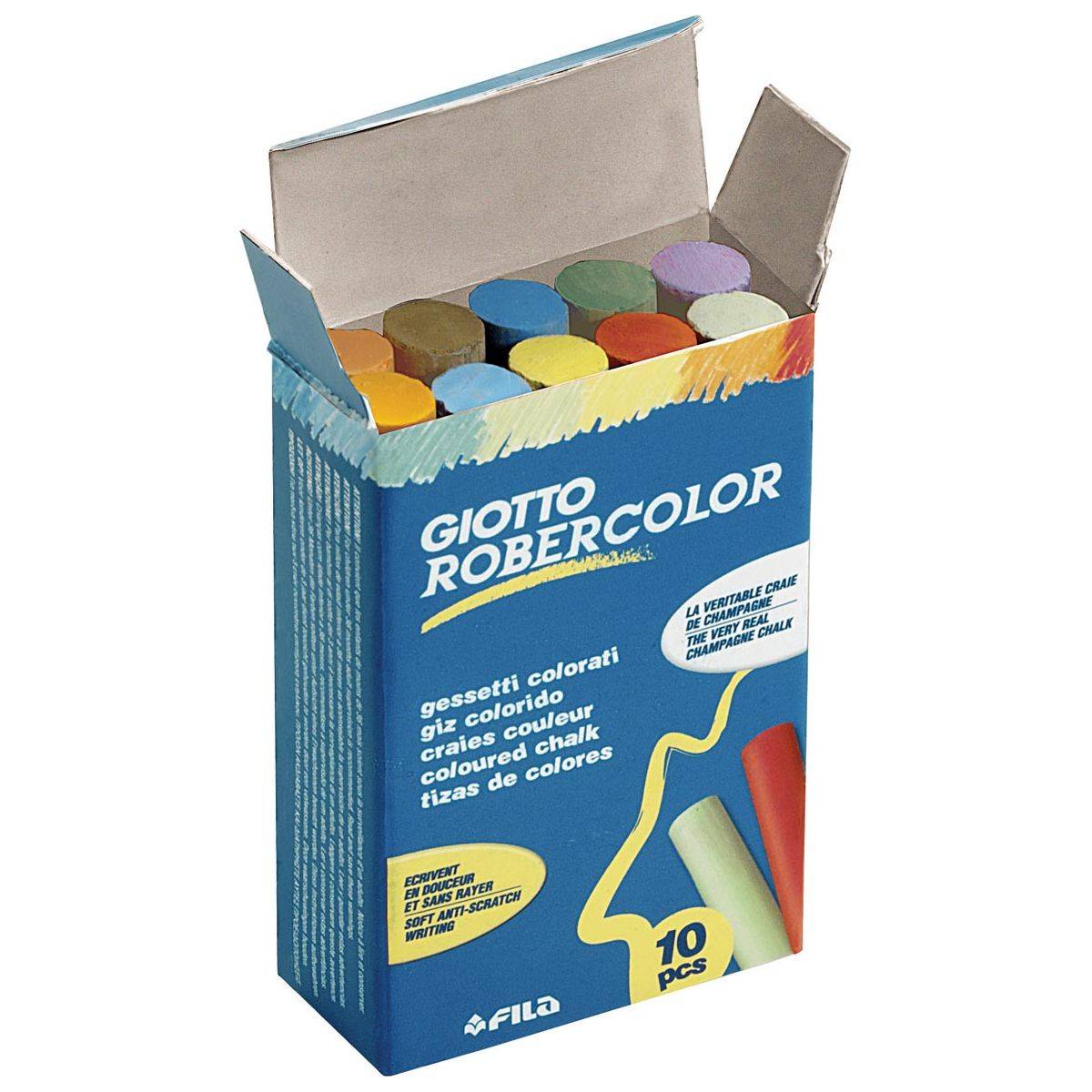 GIOTTO CONFEZIONE DI 10 GESSETTI ROBERCOL COLORI ASSORTITI-0
