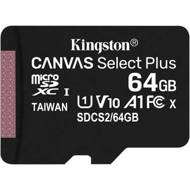 Scheda Kingston MicroSD Canvas Select Plus 64GB Classe 10 + adattatore