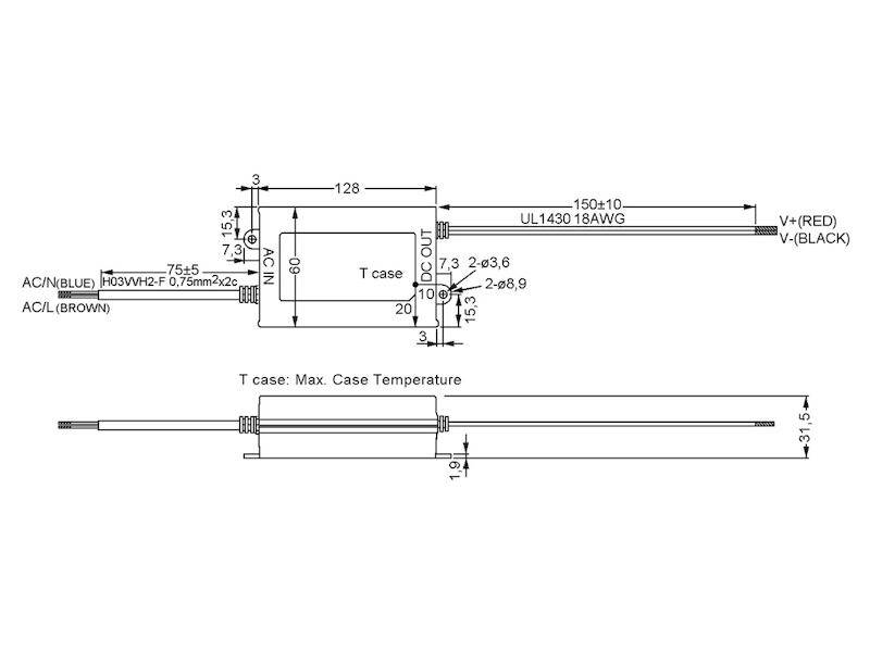 PCD-60-1050B - Mean Well - Alimentatore LED 30W, Corrente Costante CC 1050 mA-1