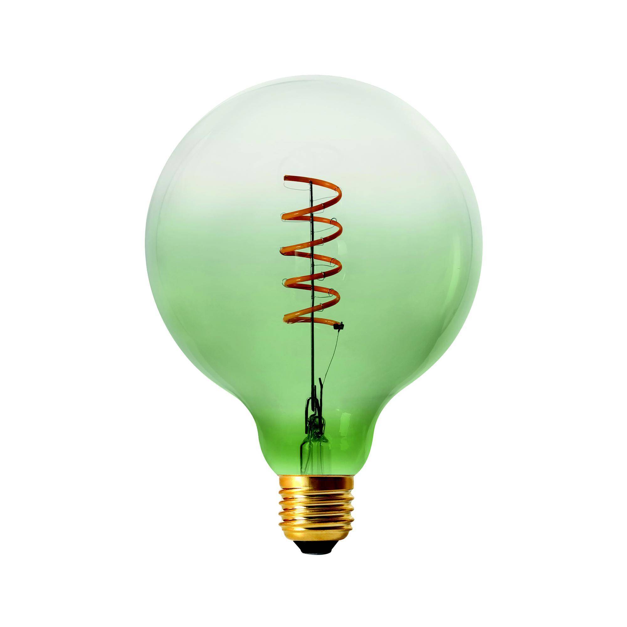 LED FIL CORIANDOLI G125 GREEN-TRANSPARENT 220/240V 4W E27 SPIRAL 125X172 DIM-0