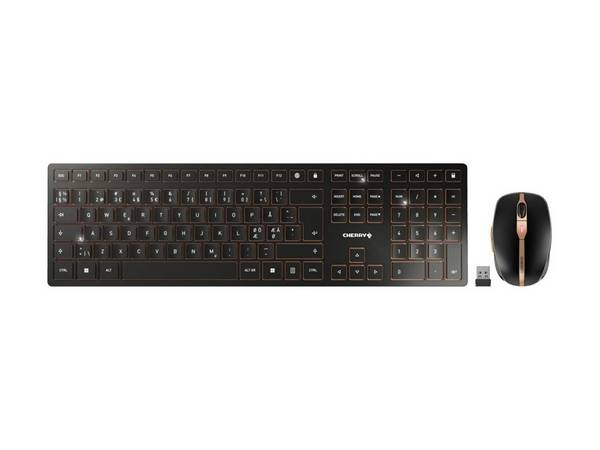 CHERRY DW 9100 SLIM tastiera Mouse incluso Universale RF senza fili + Bluetooth Nordic Nero