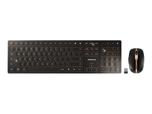 CHERRY DW 9000 SLIM - Tastatur-und-Maus-Set - kabellos - 2,4 GHz, Bluetooth 4,0 - Englisch (USA) mit EURO-Symbol - Schwa