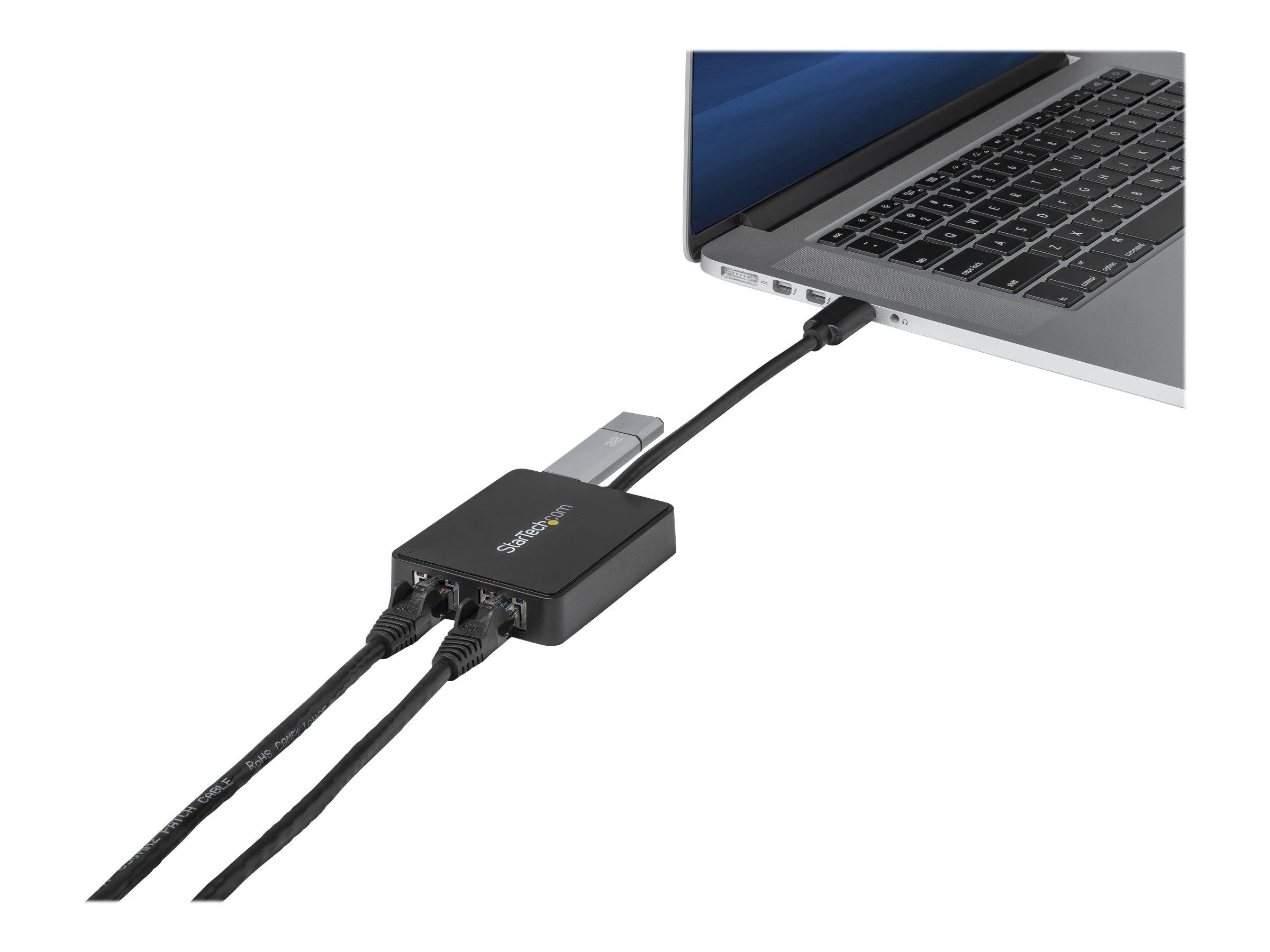StarTech.com Adattatore USB 3.0 a doppia porta Ethernet Gigabit (RJ45) NIC con porta USB integrata USB32000SPT