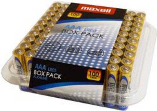 maxell Alkaline Batterie "BOX PACK", Micro AAA, 100er Box 1,5 Volt, Typ: LR03, Aufbewahrungsbox, - 1 Stück (790410.00.CN