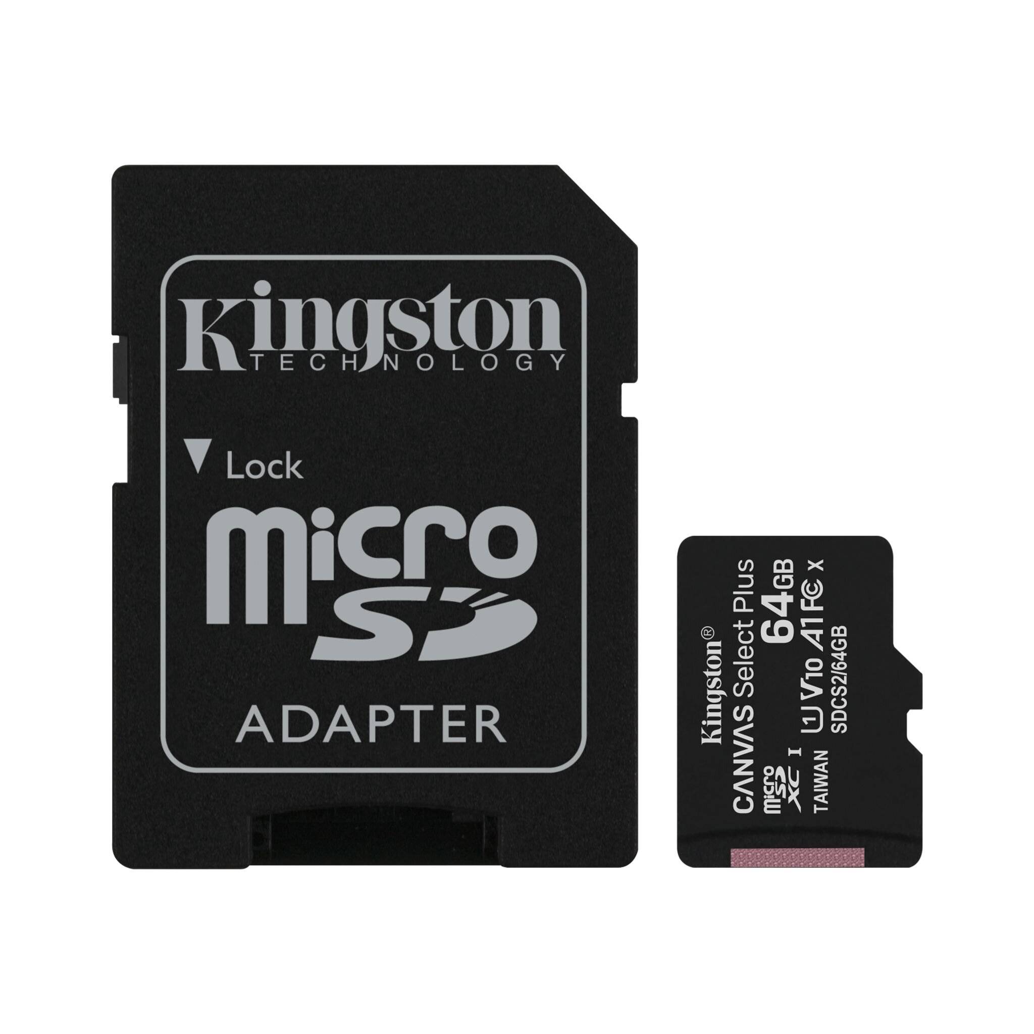 Kingston SDCS2/64GB Scheda microSDHC 64 GB Class 10 incl. Adattatore SD-1