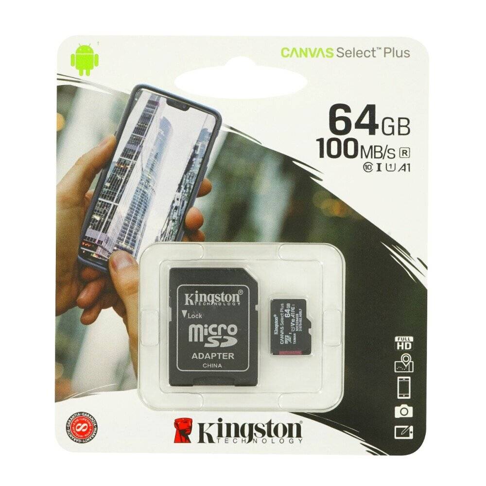 Kingston SDCS2/64GB Scheda microSDHC 64 GB Class 10 incl. Adattatore SD-2
