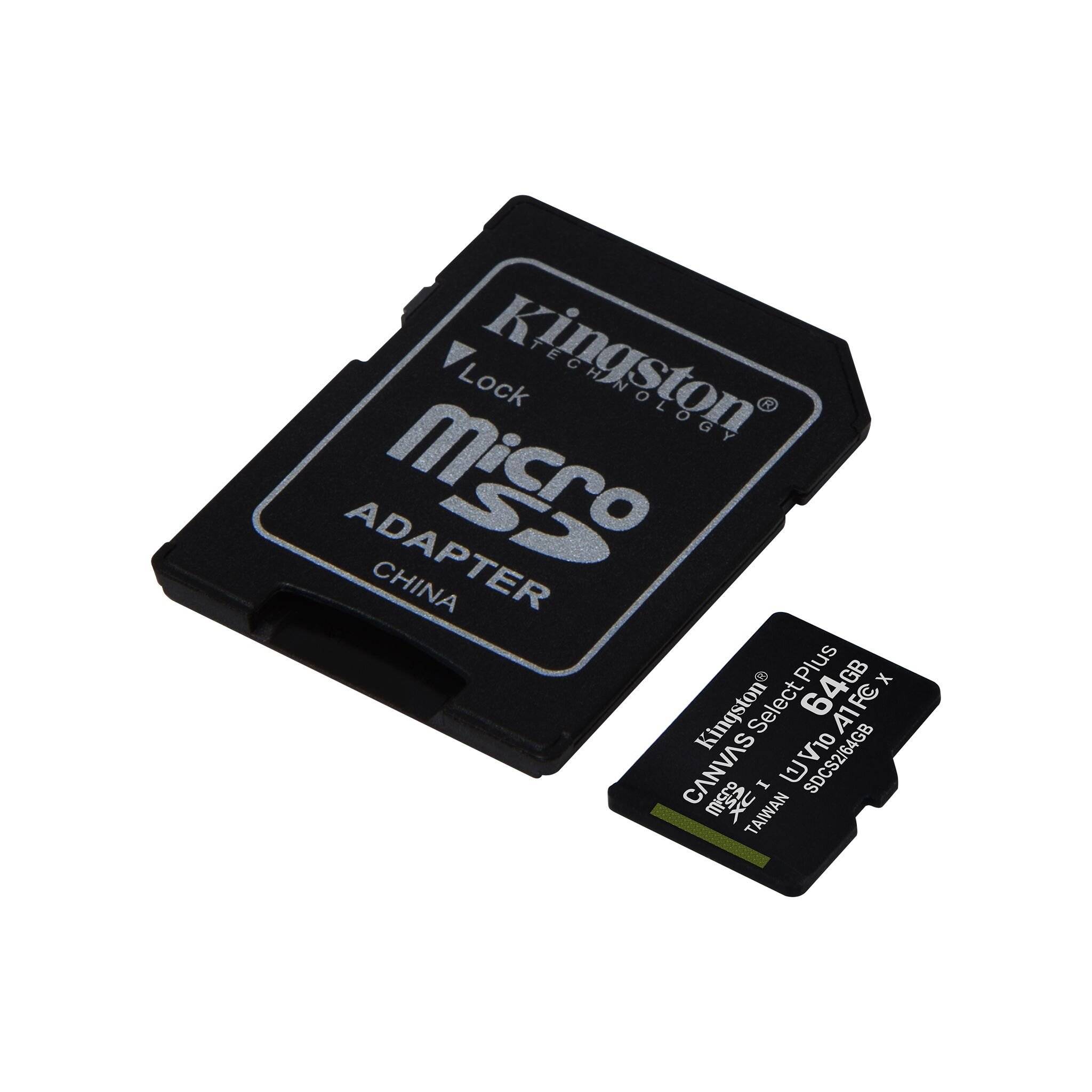Kingston SDCS2/64GB Scheda microSDHC 64 GB Class 10 incl. Adattatore SD-4