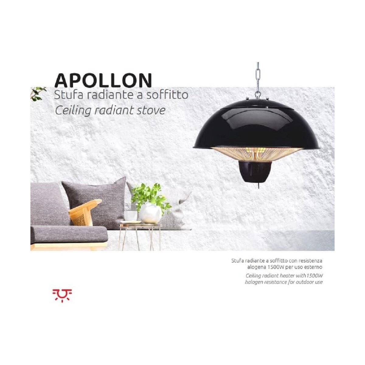 Stufa da soffitto per esterno, resistenza alogena, 1500 W-1