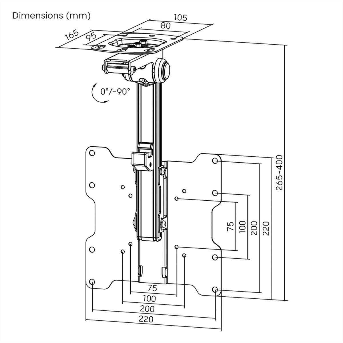 VALUE TV-Deckenhalterung, klappbar, 17-37 Zoll, bis 20 kg (17.99.1186)-4