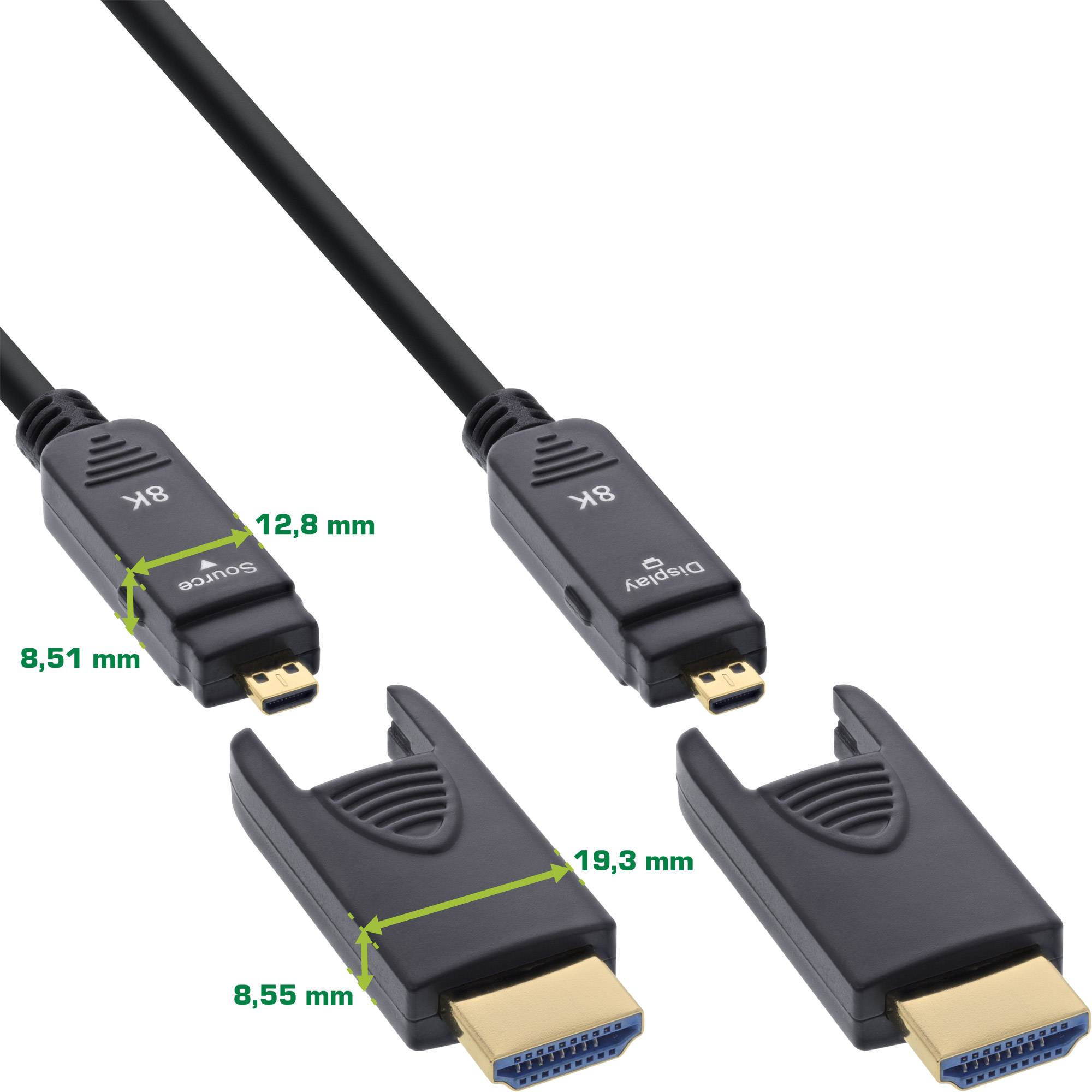 InLine Cavo HDMI AOC cavo HDMI Ultra High Speed 8K4K spina staccabile 10m-3