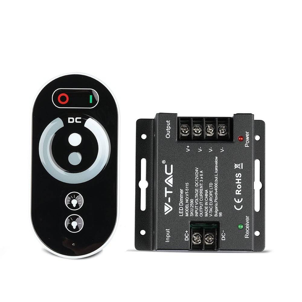 V-TAC Controller Dimmer RF 2.4GHz Strip LED Monocolore 12-24V 6A + Telecomando-0