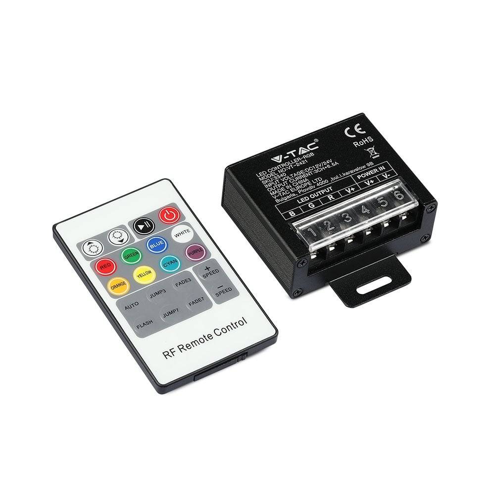 V-TAC Controller Dimmer RF 2.4GHz Strip LED RGB 12-24V 19,5A con Telecomando-0