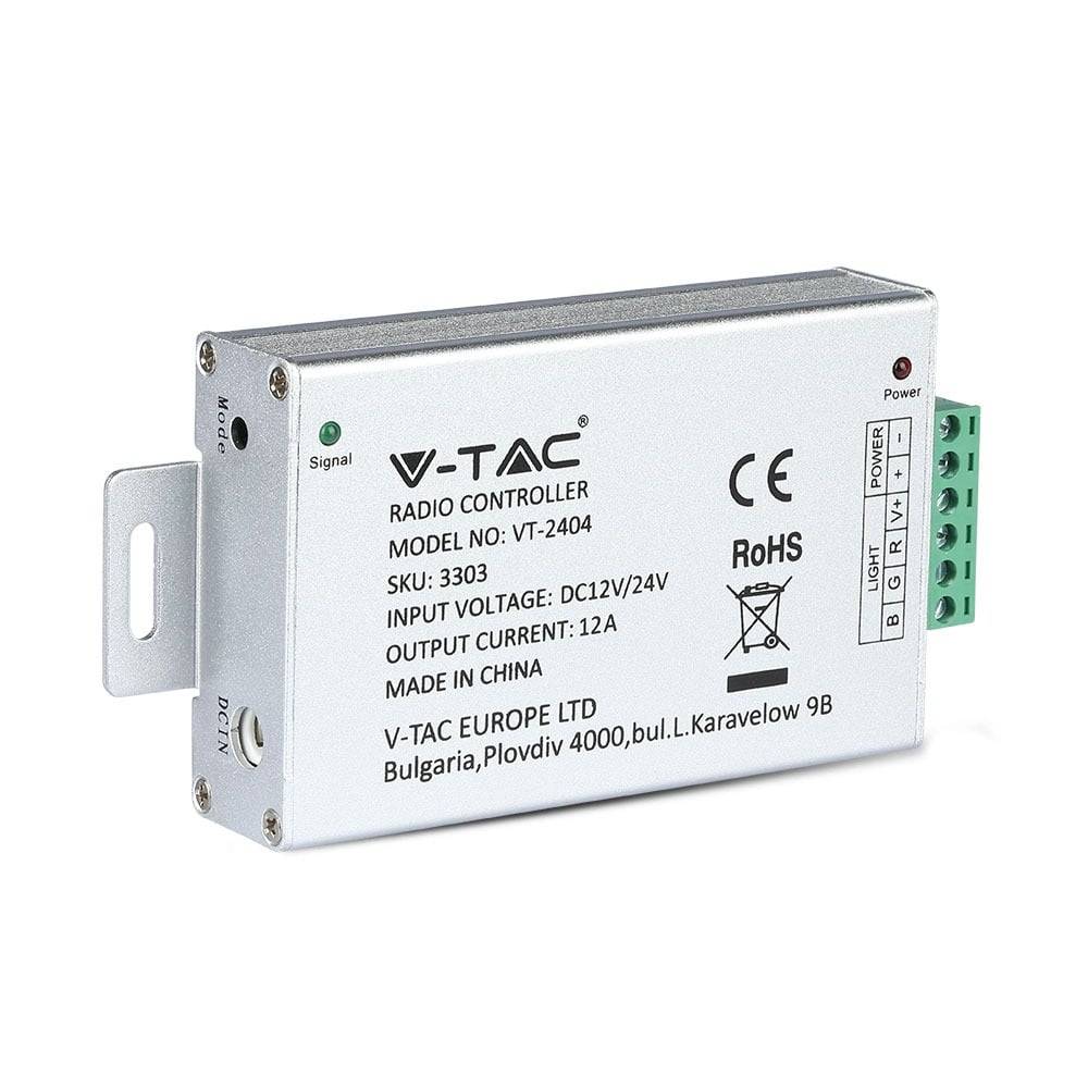 V-TAC Controller Dimmer RF 2.4GHz Strip LED RGB 12-24V 12A + Telecomando-0