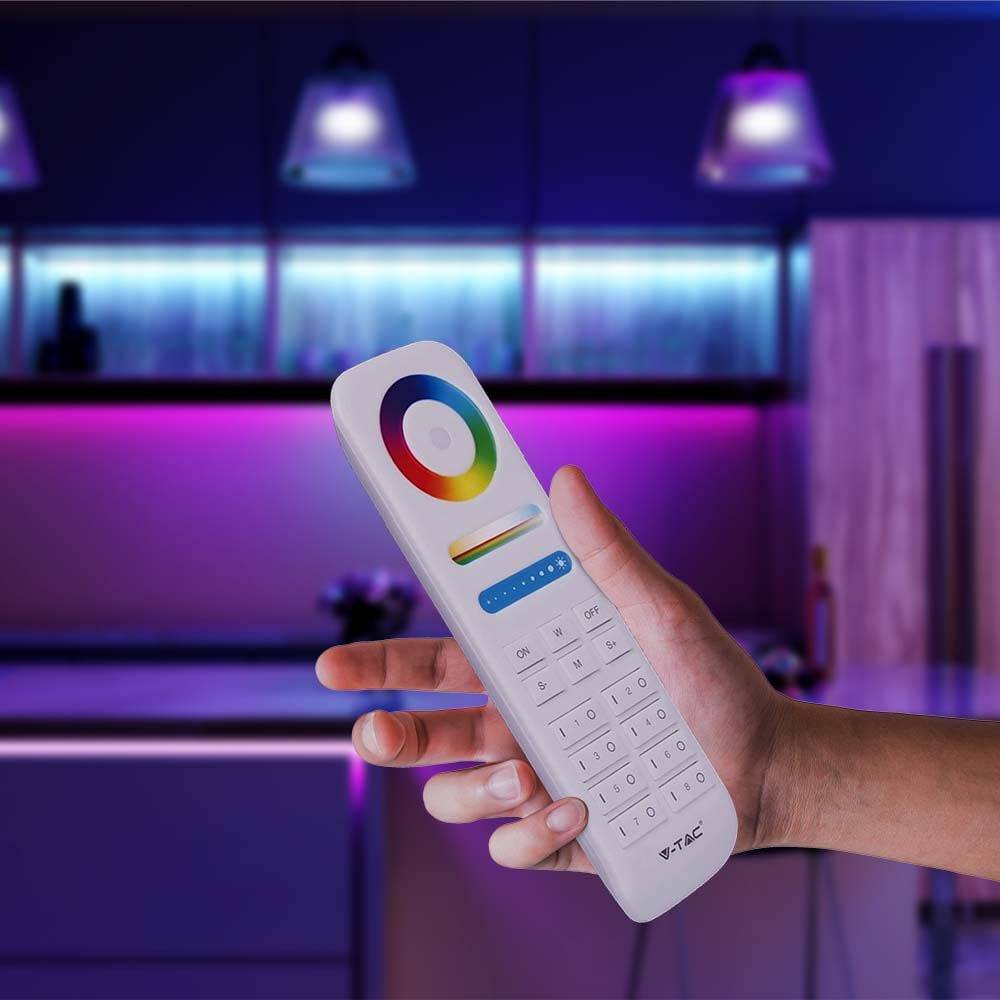 V-TAC Telecomando RF 2.4GHz per Controller Strip LED RGB+CCT 8 Zone Bianco-1
