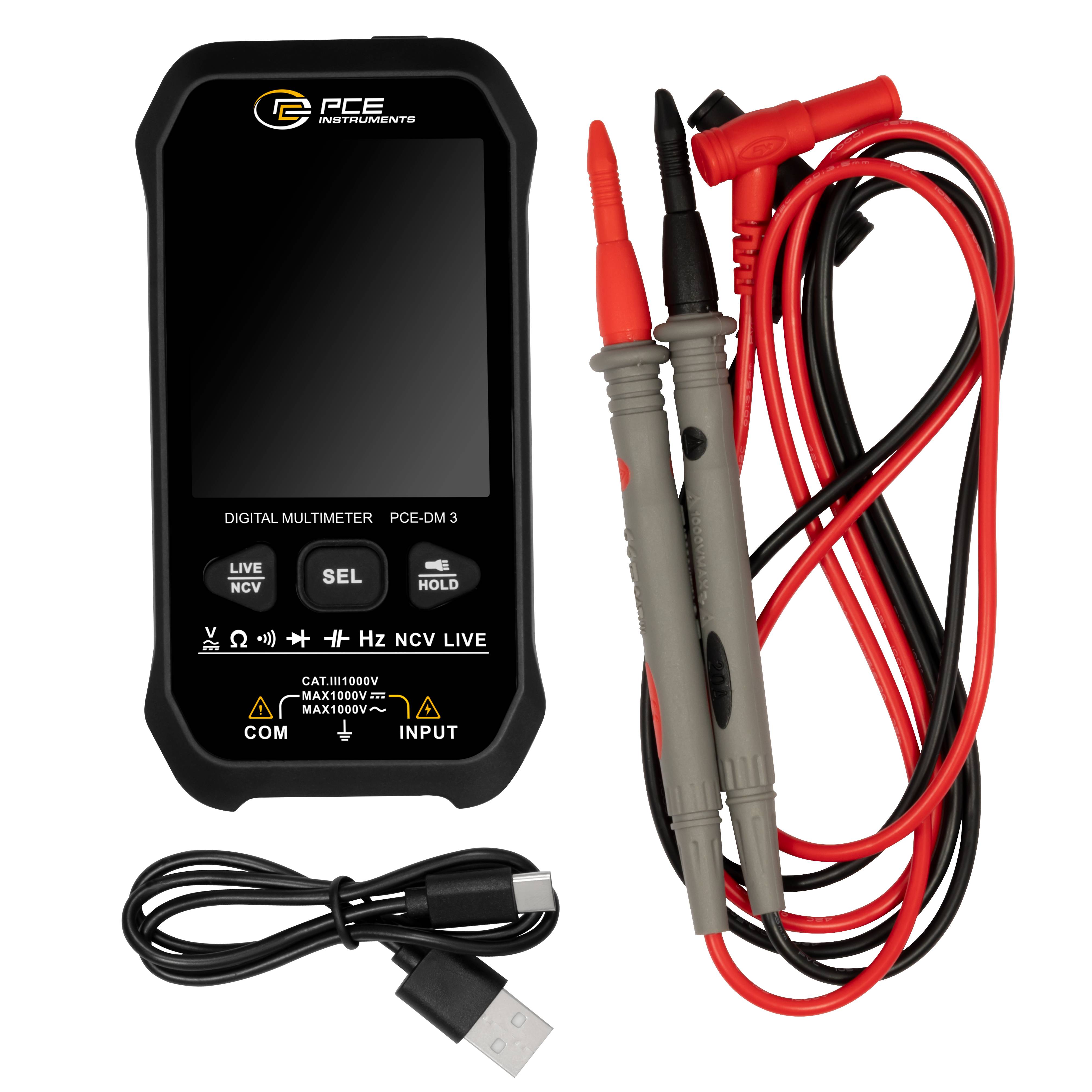 PCE Instruments PCE-DM 3 Multimetro portatile digitale Data logger CAT III 1000 V Display (Counts): 9999-6