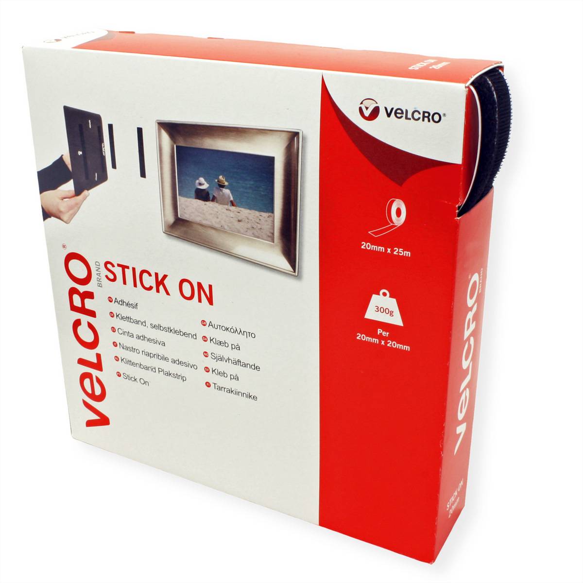 VELCRO® Nastro con gancio e anello Autoadesivo, con gancio e anello 20 mm x 25 m Nero-1