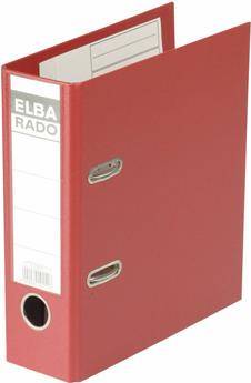 ELBA Ordner rado plast - DIN A5 hoch, Rückenbr.: 75 mm, rot Einband außen / innen PVC, auswechselbares (10597 RO)-0