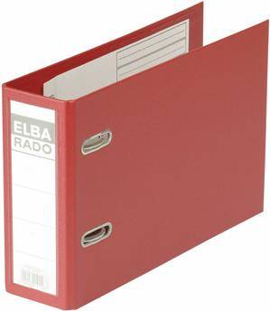 ELBA Ordner rado plast - DIN A5 quer, Rückenbr.: 75 mm, rot Einband außen / innen PVC, auswechselbares (10596 RO)-0