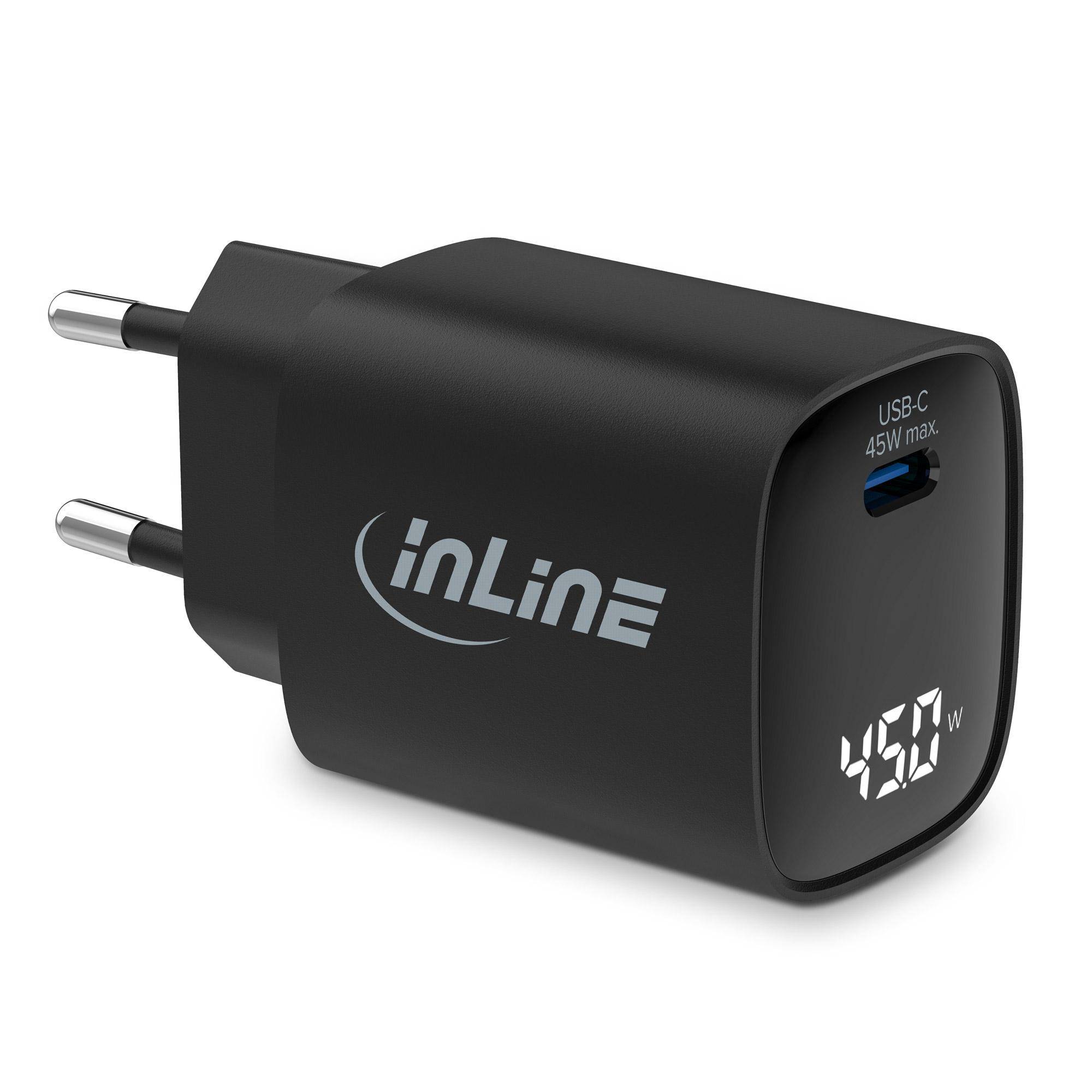 InLine Alimentatore USB PD caricatore GaN 1 porte USB-C 45W con display-0