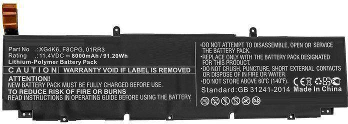 CoreParts Laptop Battery 91.2Wh Li-Polymer 11.4V 8000mAh - Batterie - 8.000 mAh (01RR3-CP)-0
