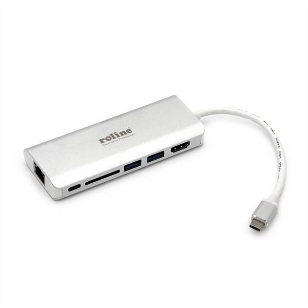 ROLINE docking station USB Tipo C, HDMI 4K, USB, SD/MicroSD, Gigabit Ethernet